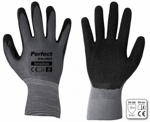 BRADAS PERFECT GRIP GRAY Latex Protective Gloves