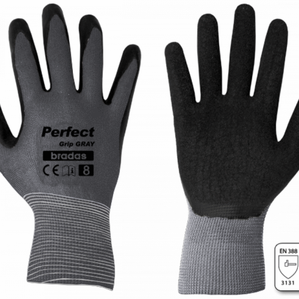 BRADAS PERFECT GRIP GRAY Latex Protective Gloves