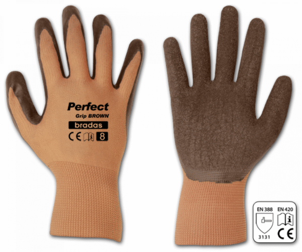 BRADAS PERFECT GRIP BROWN Latex Protective Gloves