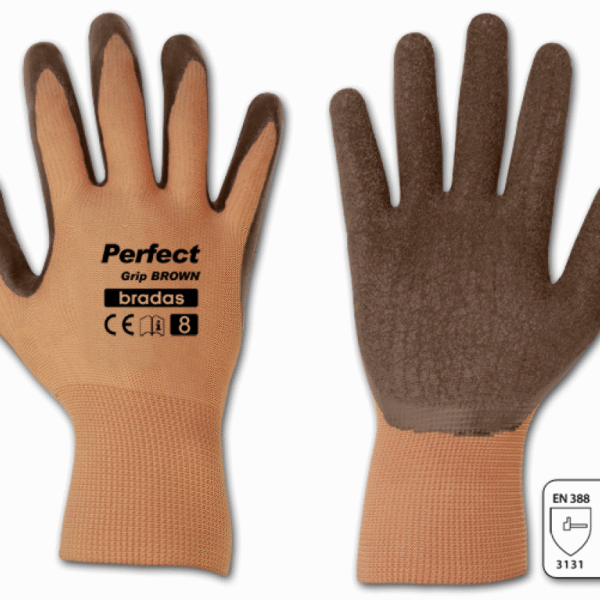 BRADAS PERFECT GRIP BROWN Latex Protective Gloves