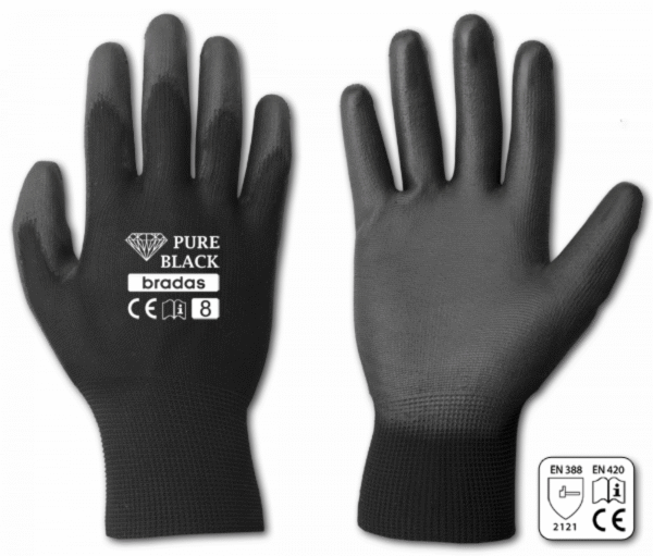 BRADAS PURE BLACK polyurethane protective gloves