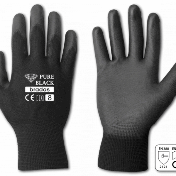 BRADAS PURE BLACK polyurethane protective gloves