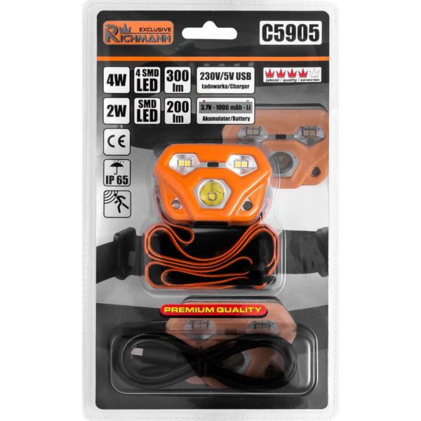 RICHMANN HEAD LAMP BATTERY 4W + 2W SMD LED, IP65, MOTION SENSOR - Image 4
