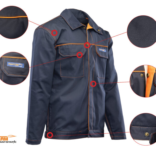 Kurtka robocza POLSTAR PROFFLAM - antystatyczna, trudnopalna, z kieszeniami