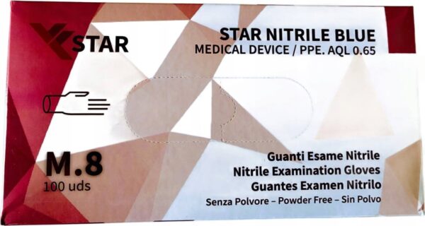 Nitrile Gloves 100pcs M Star Blue - Image 2